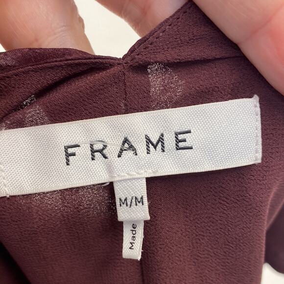 Frame Denim Tops Frame Draped Textured Silk Halter Top In Cabernet size M (b20) - Picture 8 of 8